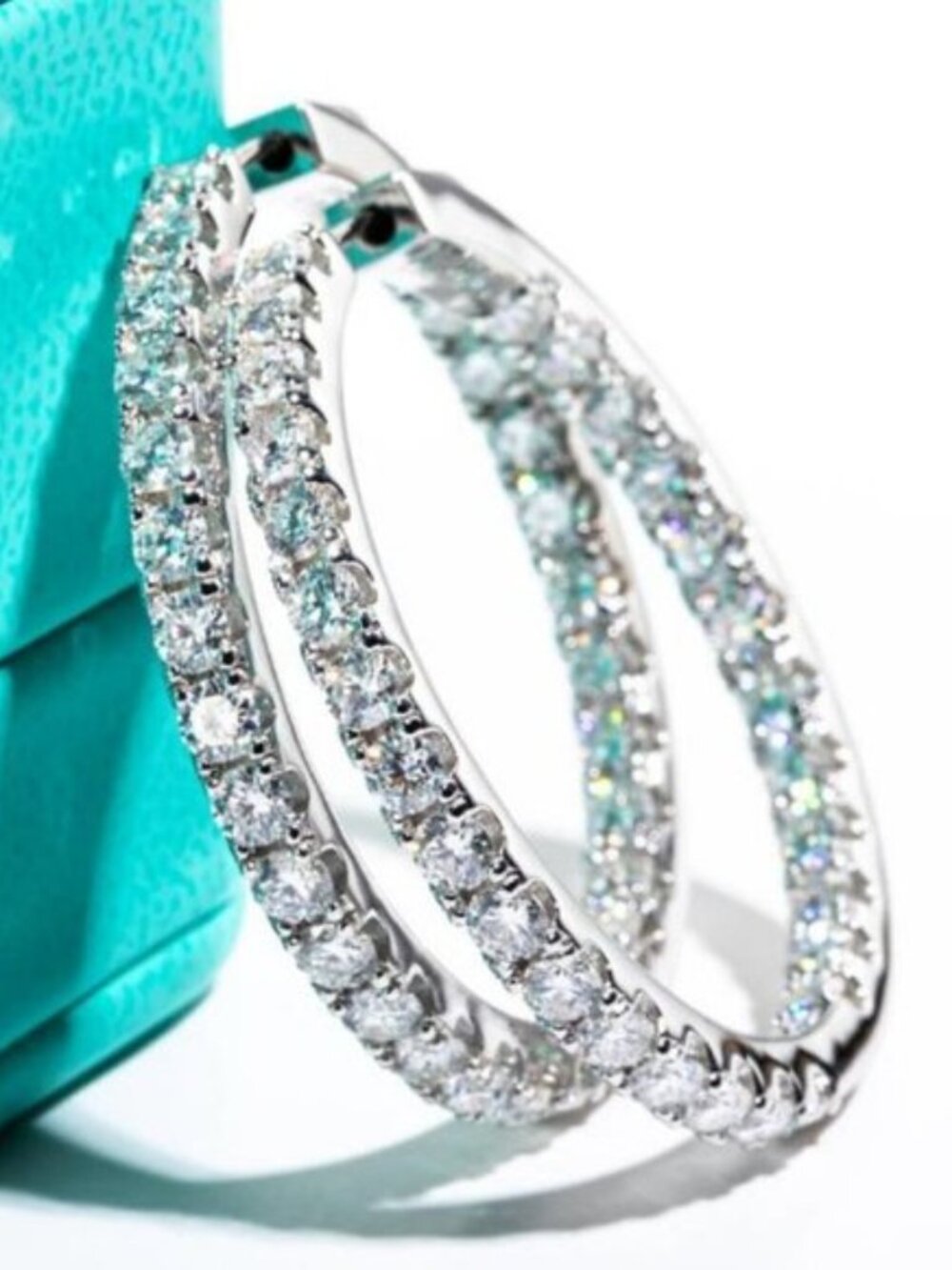 Certified 2.88 ct. t.w. Moissanite Diamond Inside Out Hoop Earrings NEW